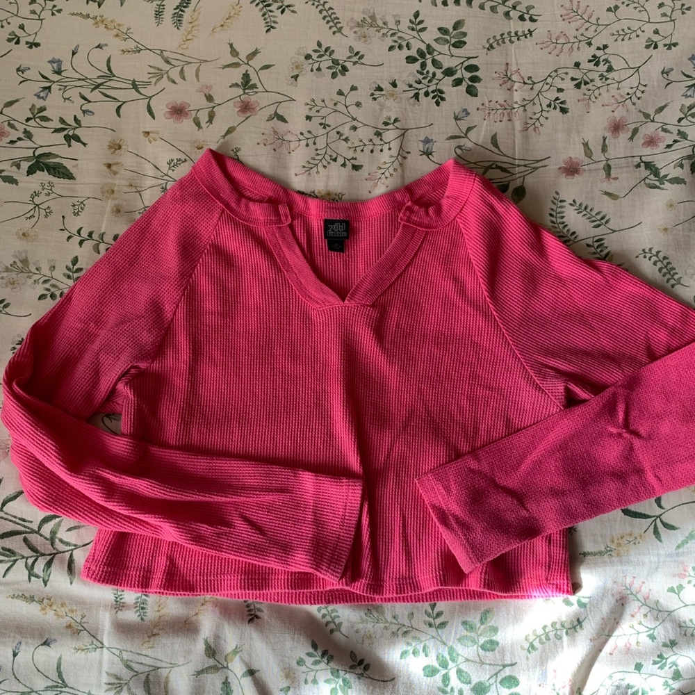Wild Fable hot Pink Ribbed Long Sleeve Top
